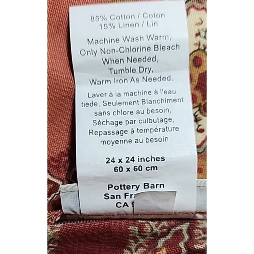 Pottery Barn Madeline Palampore Euro Sham 24x24 Linen Blend NWOT Floral‎